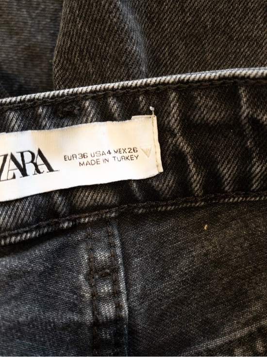 Zara Washed Black Gray High Rise Distressed Denim Stretch Jeans 4 - Picture 4 of 8